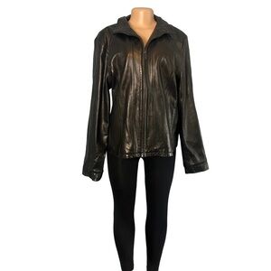 Worthington Genuine Leather Black Jacket